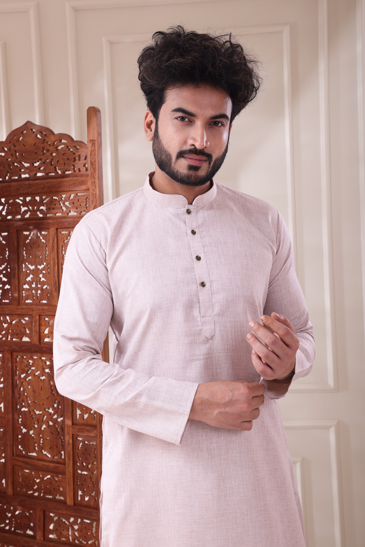 Cream Kurta Set For Men