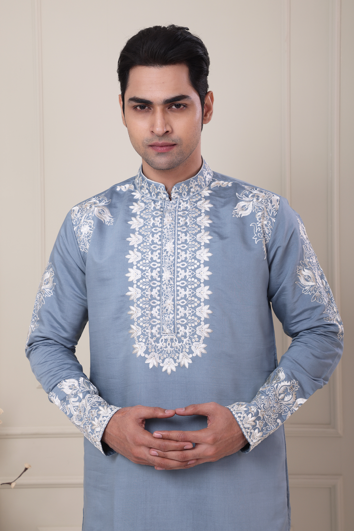 Grey Embroidered Kurta