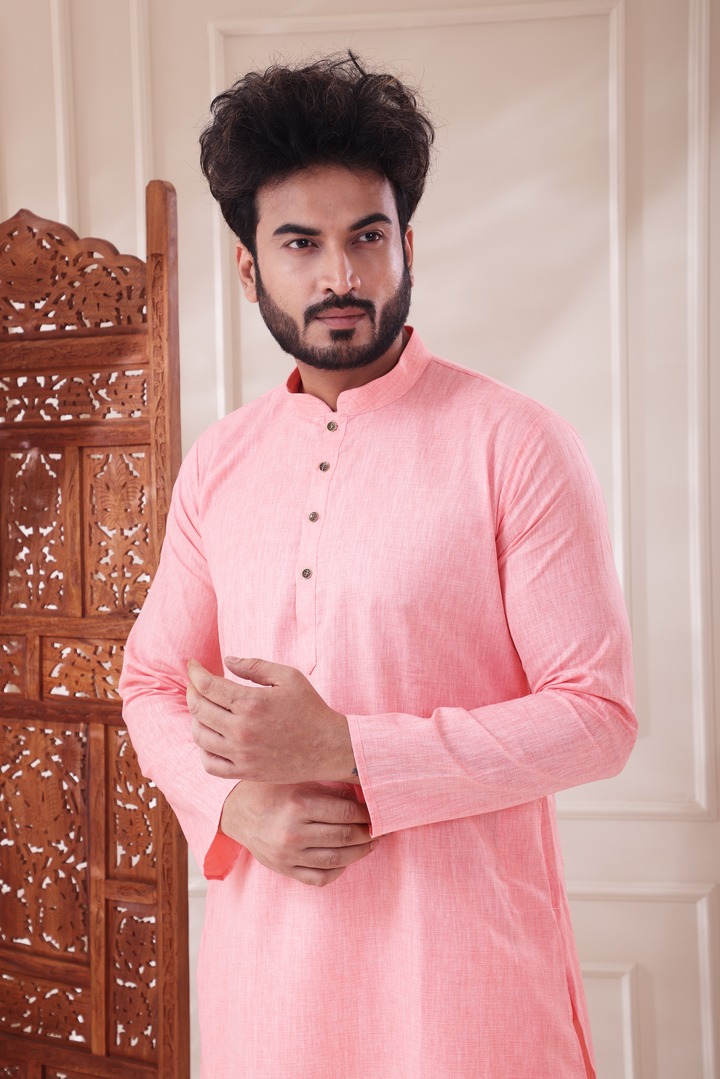 Peach Kurta Set For Men