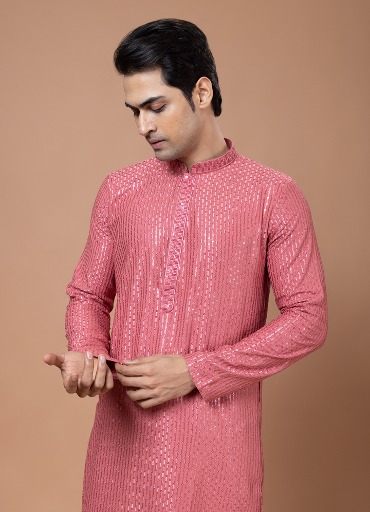 Dark Pink Sequin Kurta Set