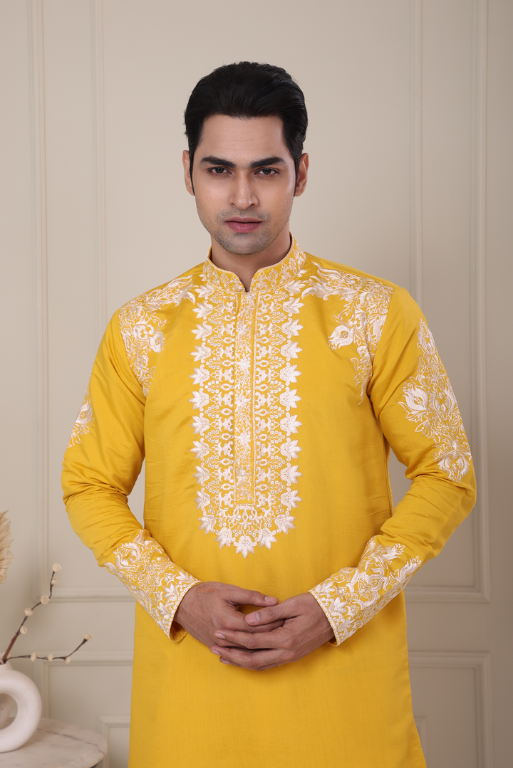 Yellow Embroidered Kurta