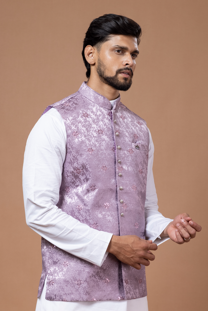 Lavender Nehru Jacket For Men