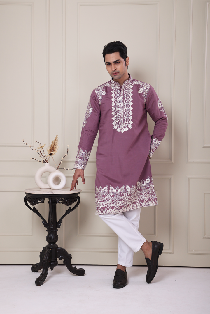 Mauve Embroidered Kurta