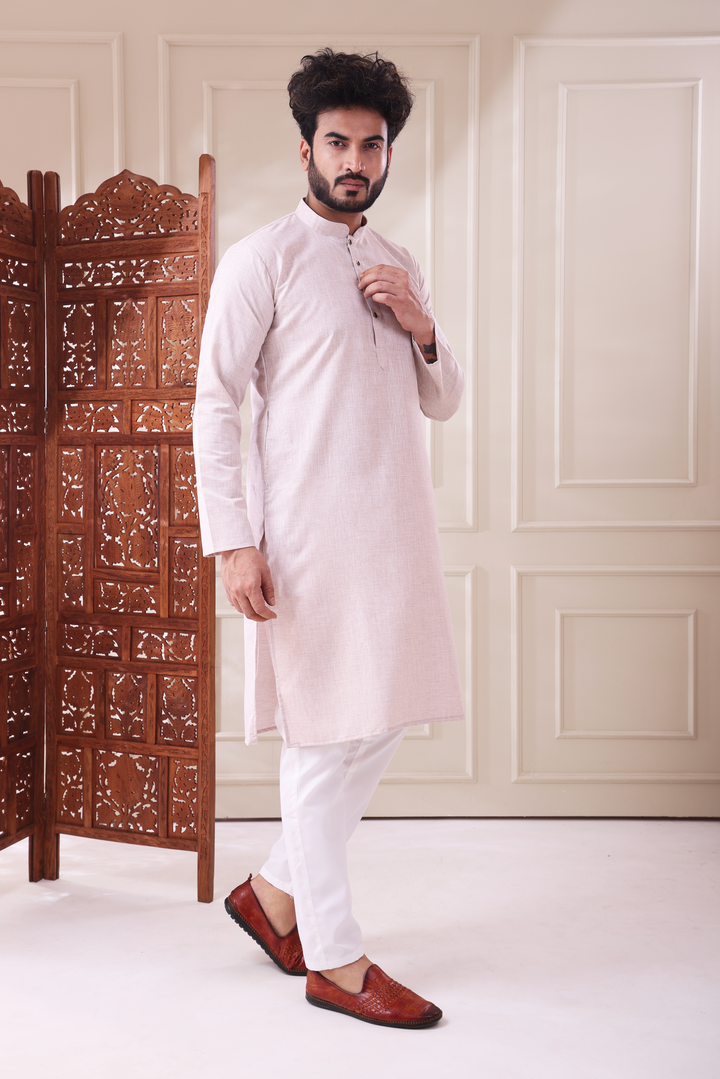 Cream Kurta Set For Men