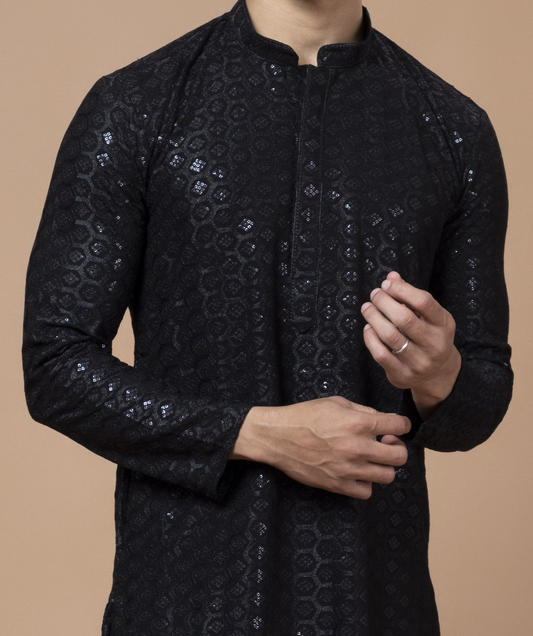 Black Chikankari Sequin Kurta Set