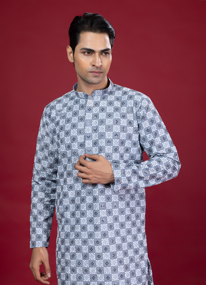 Pastel Blue Thread Work & Sequin Kurta Set