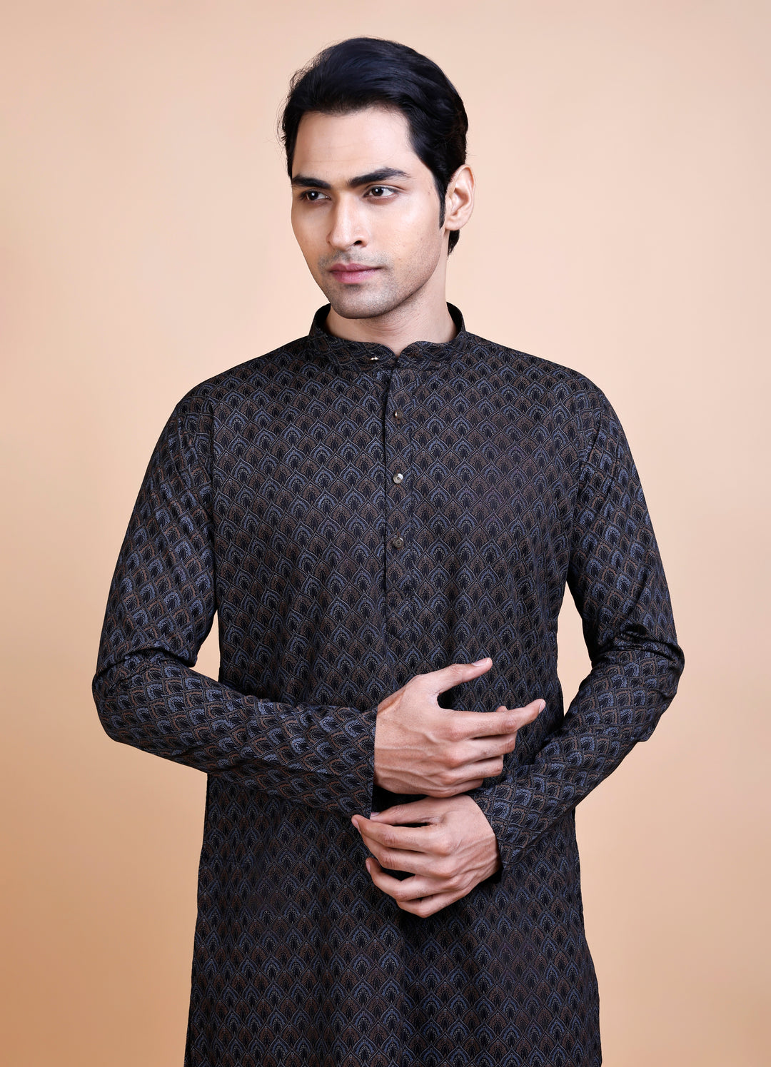 Black Cotton Printed Kurta Set