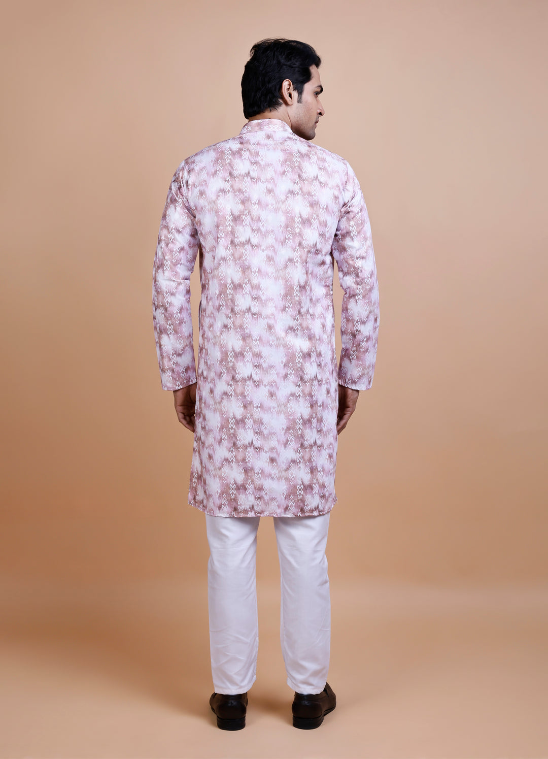 Peach Cotton Printed Kurta Set