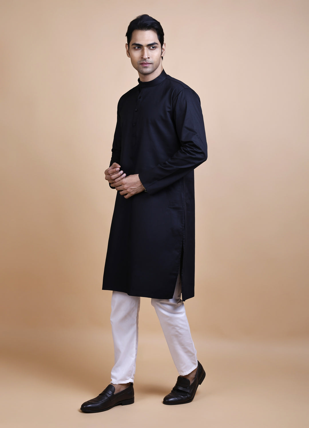 Black Cotton Kurta Set