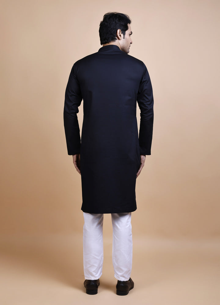 Black Cotton Kurta Set