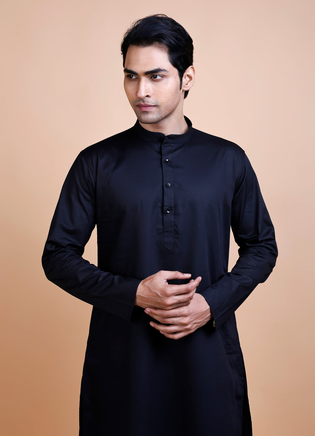 Black Cotton Kurta Set