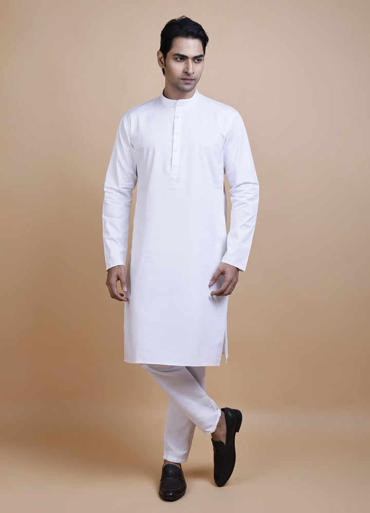 White Cotton Kurta Set