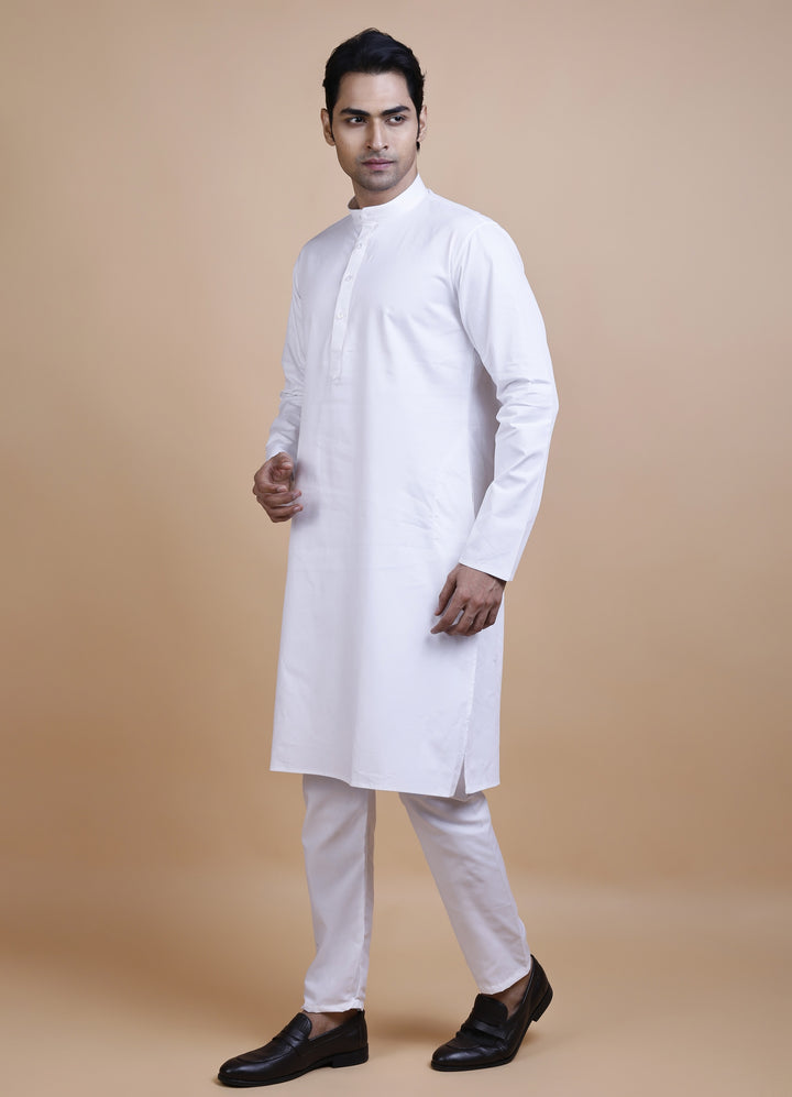 White Cotton Kurta Set