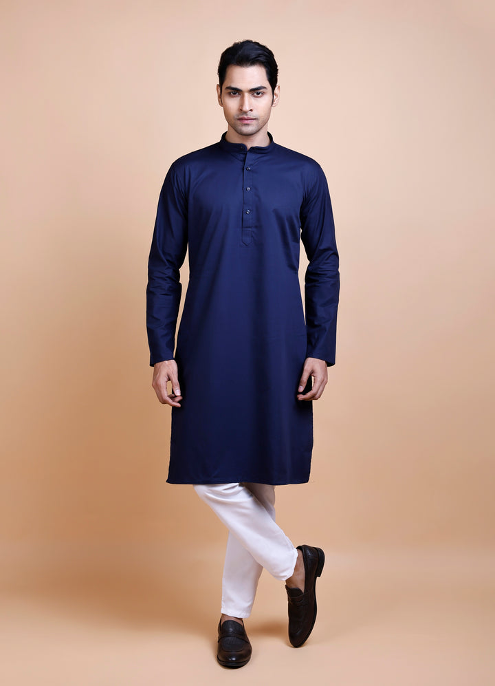 Navy Blue Cotton Kurta Set