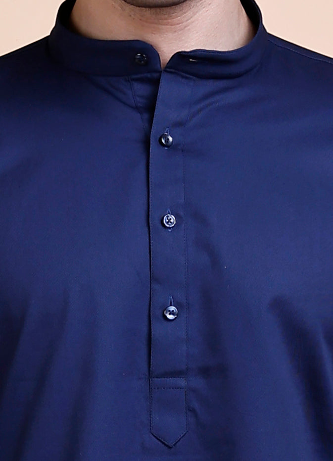 Navy Blue Cotton Kurta Set