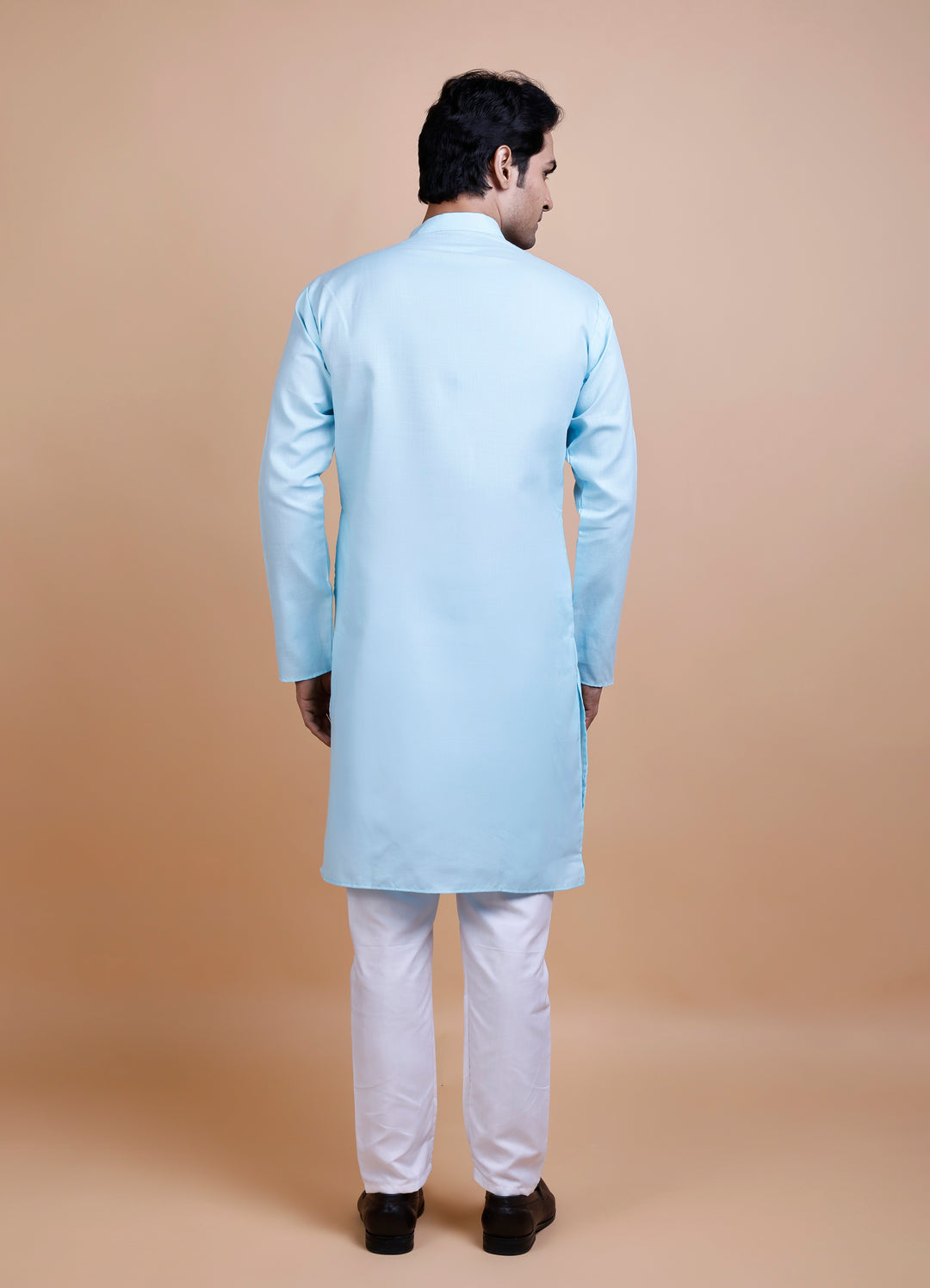 Sky Blue Cotton Blend Kurta Set