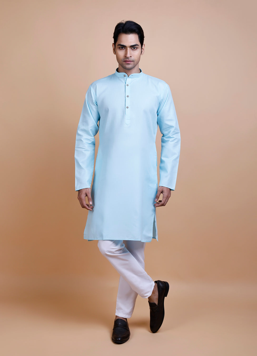 Sky Blue Cotton Blend Kurta Set