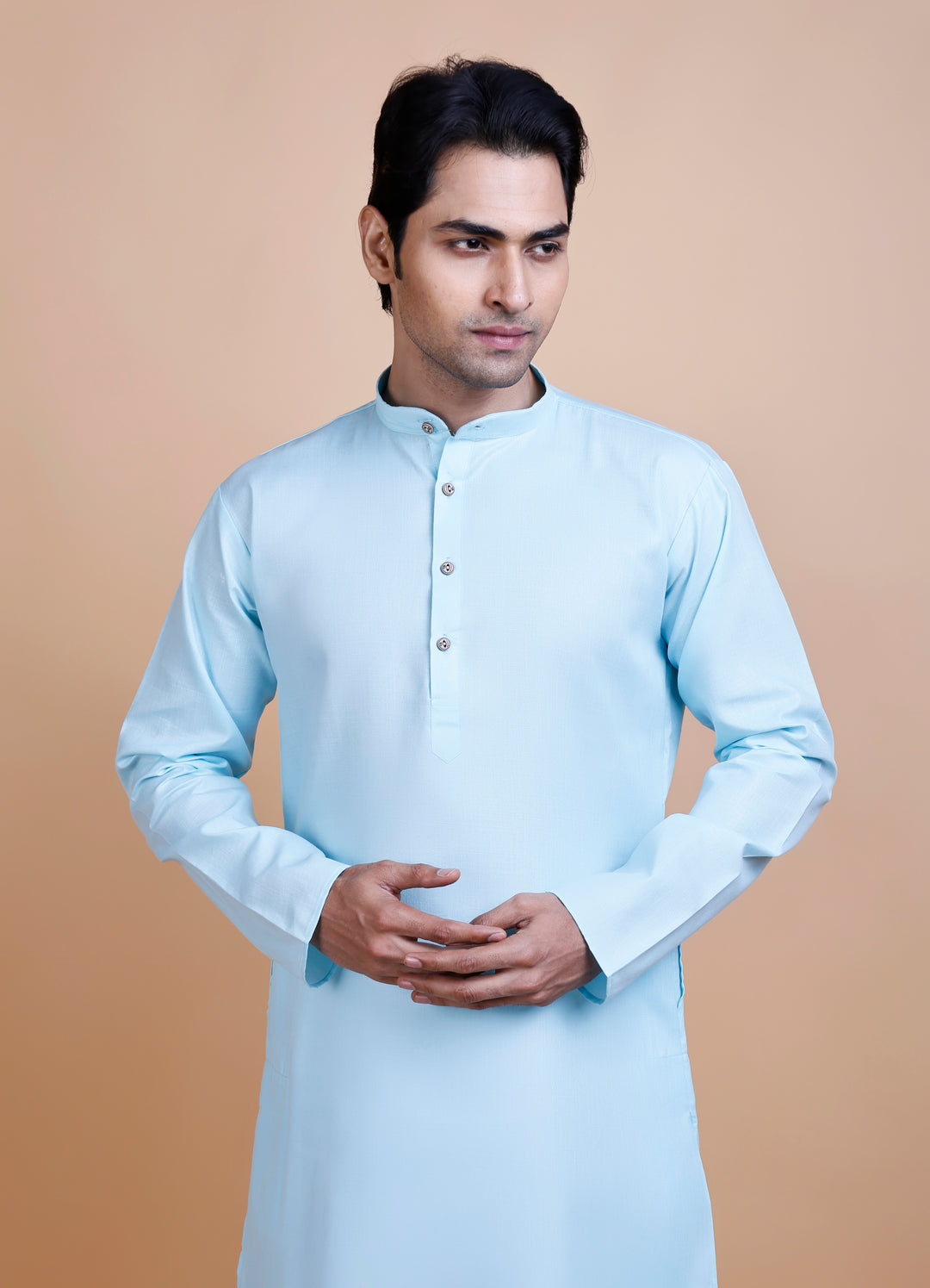 Sky Blue Cotton Blend Kurta Set