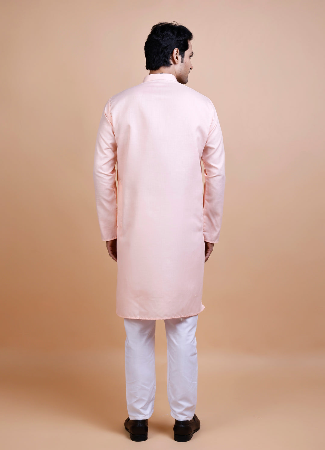 Peach Cotton Blend Kurta Set