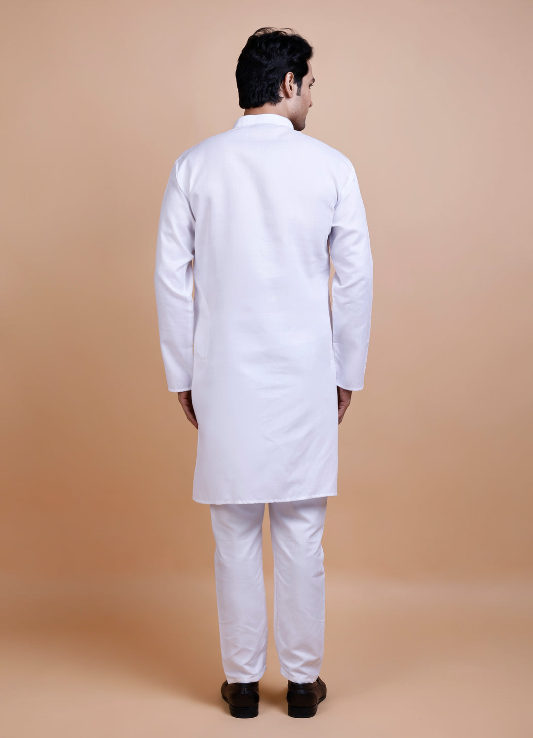 White Cotton Blend Kurta Set