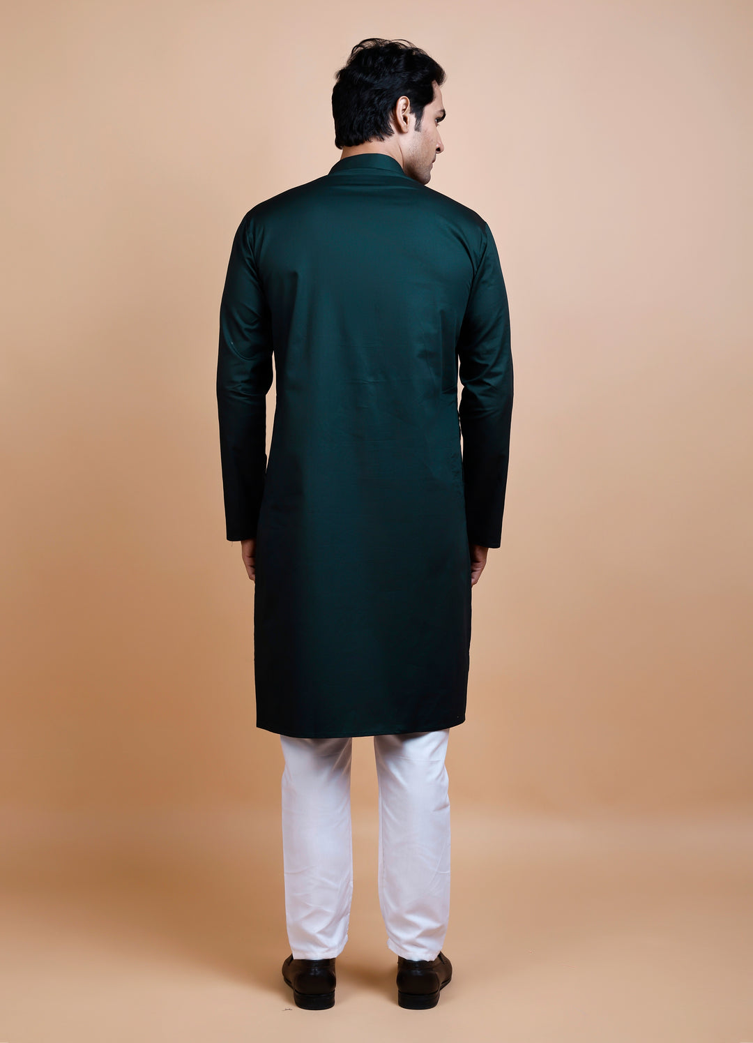 Dark Green Cotton Kurta Set