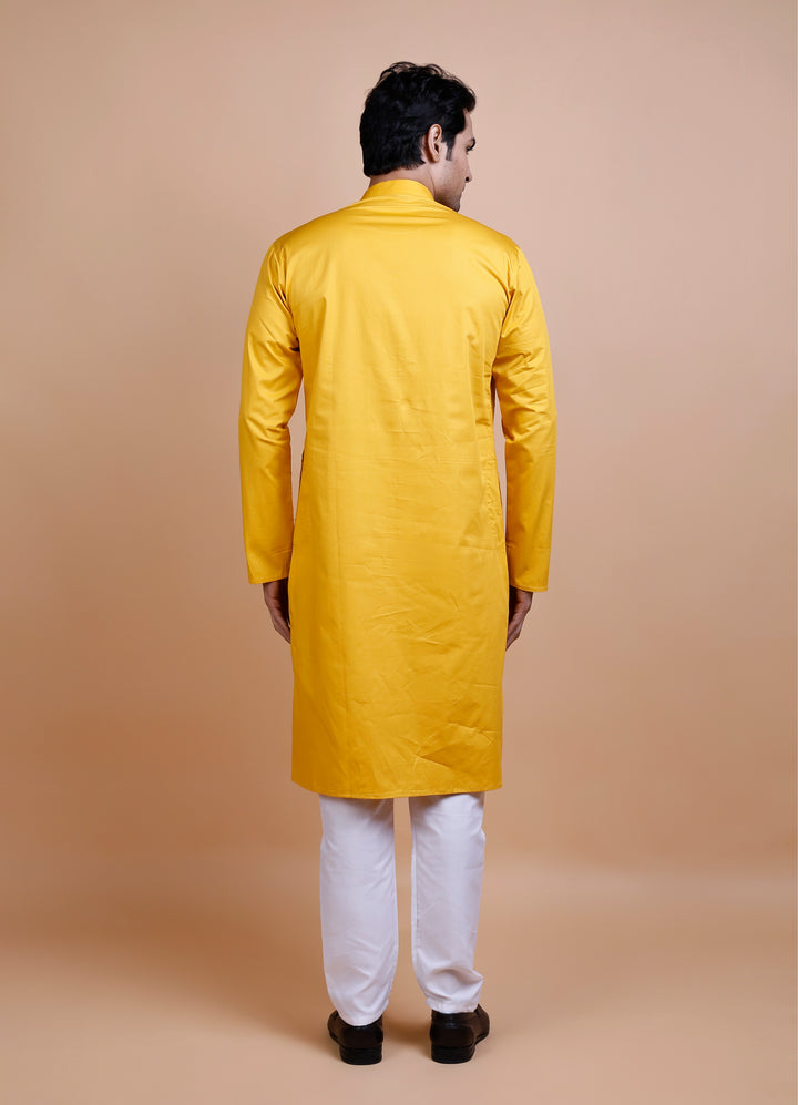 Yellow Cotton Kurta Set