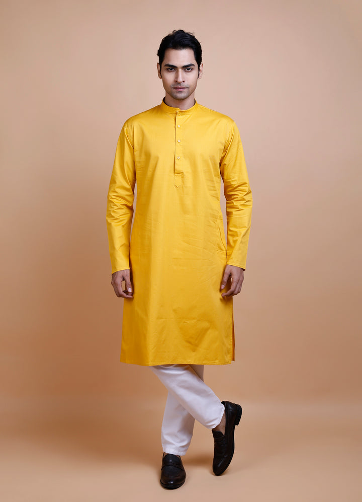 Yellow Cotton Kurta Set