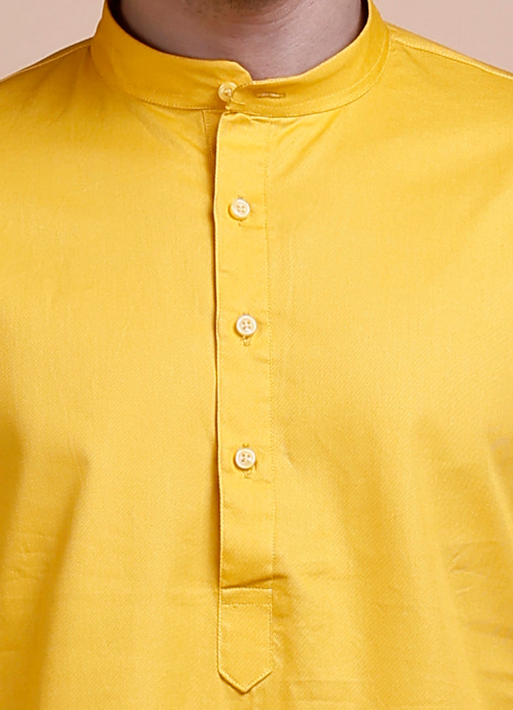 Yellow Cotton Kurta Set