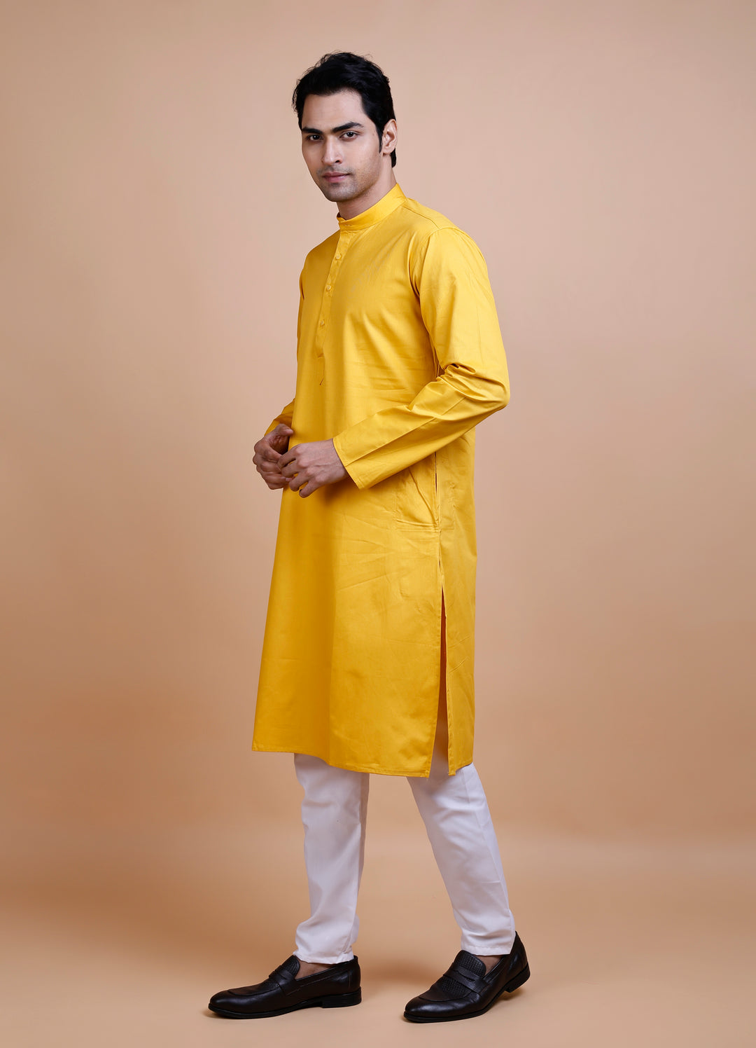 Yellow Cotton Kurta Set