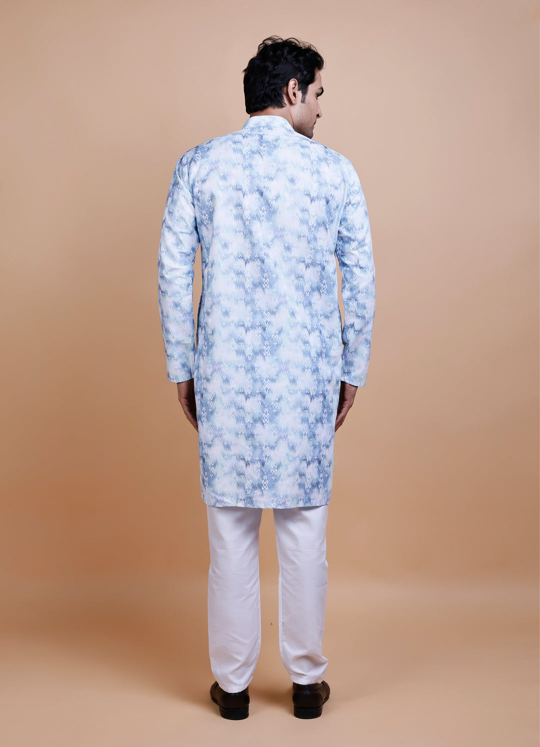 Sky Blue Cotton Printed Kurta Set