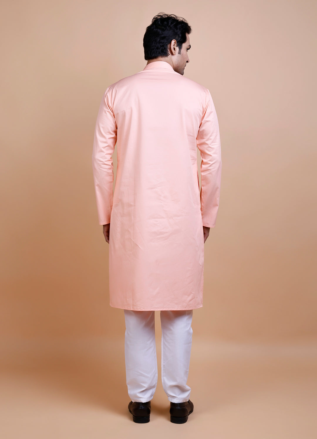 Peach Cotton Kurta Set