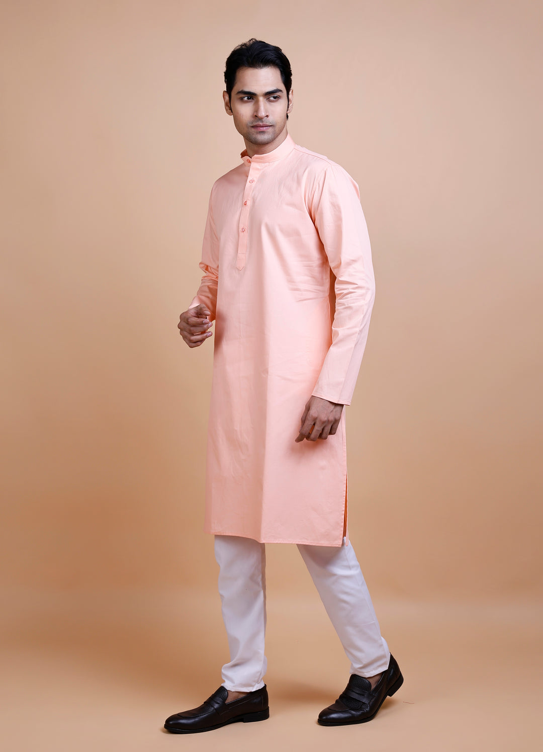 Peach Cotton Kurta Set