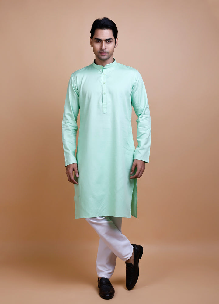 Light Green Cotton Kurta Set