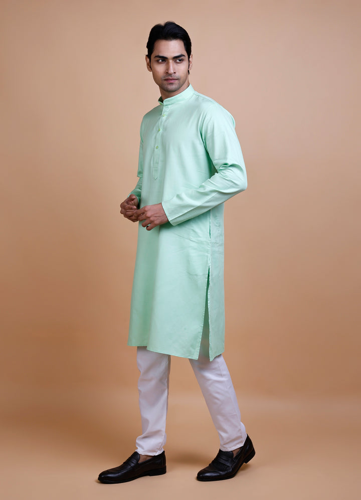 Light Green Cotton Kurta Set