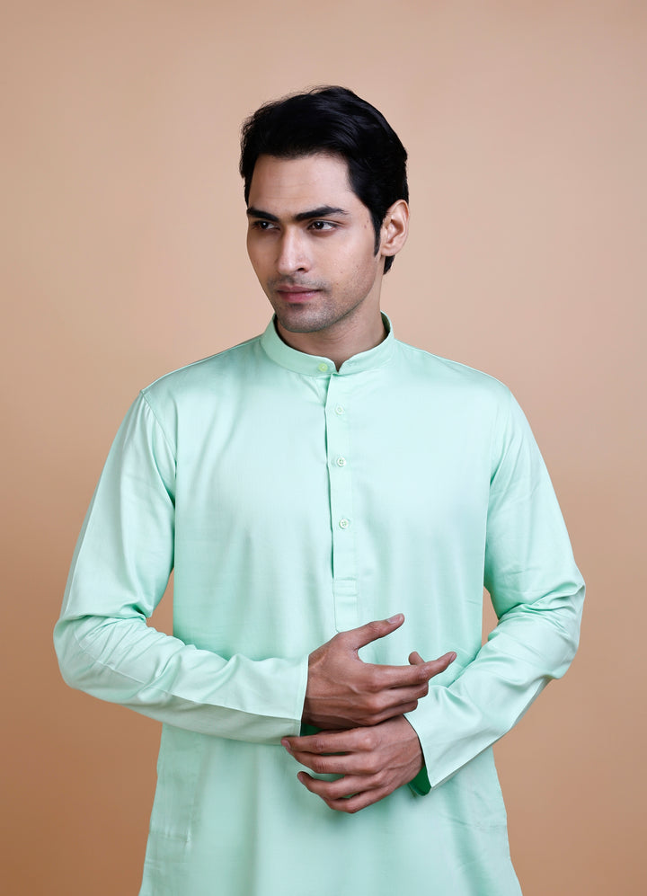 Light Green Cotton Kurta Set