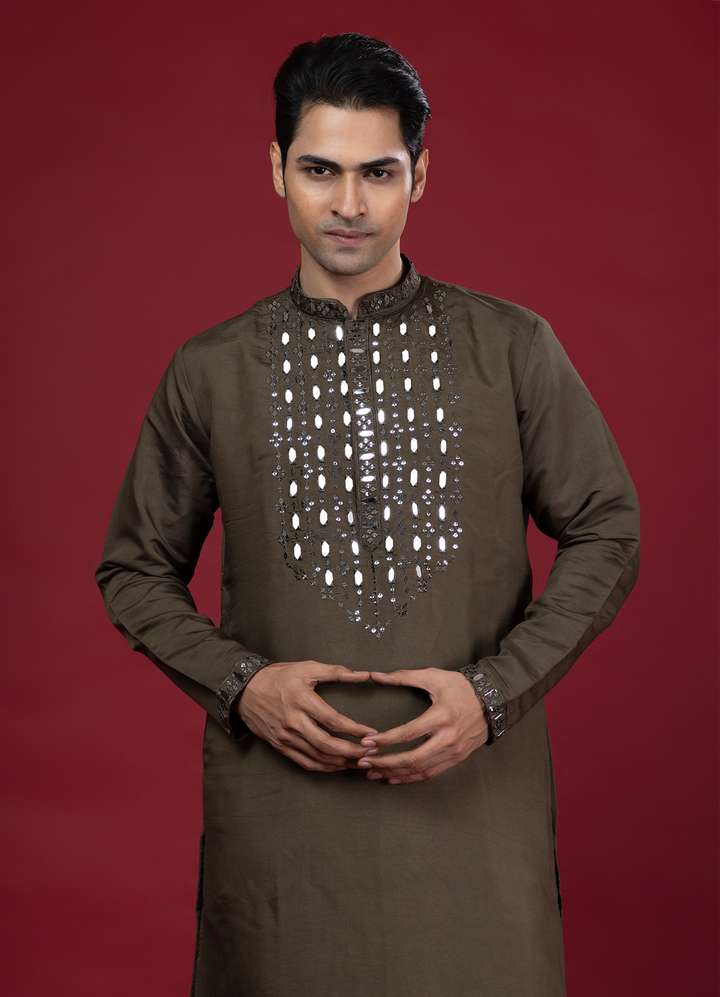 Real Mirrorwork Green Kurta Set