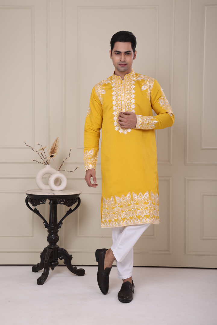 Yellow Embroidered Kurta