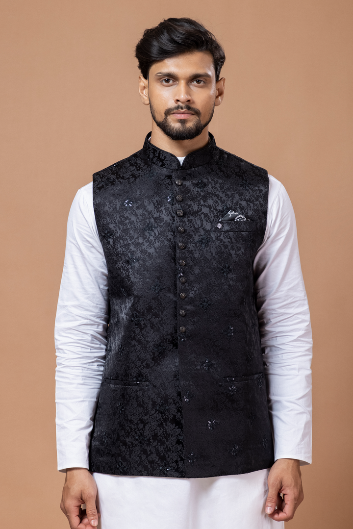 Black Nehru Jacket For Men