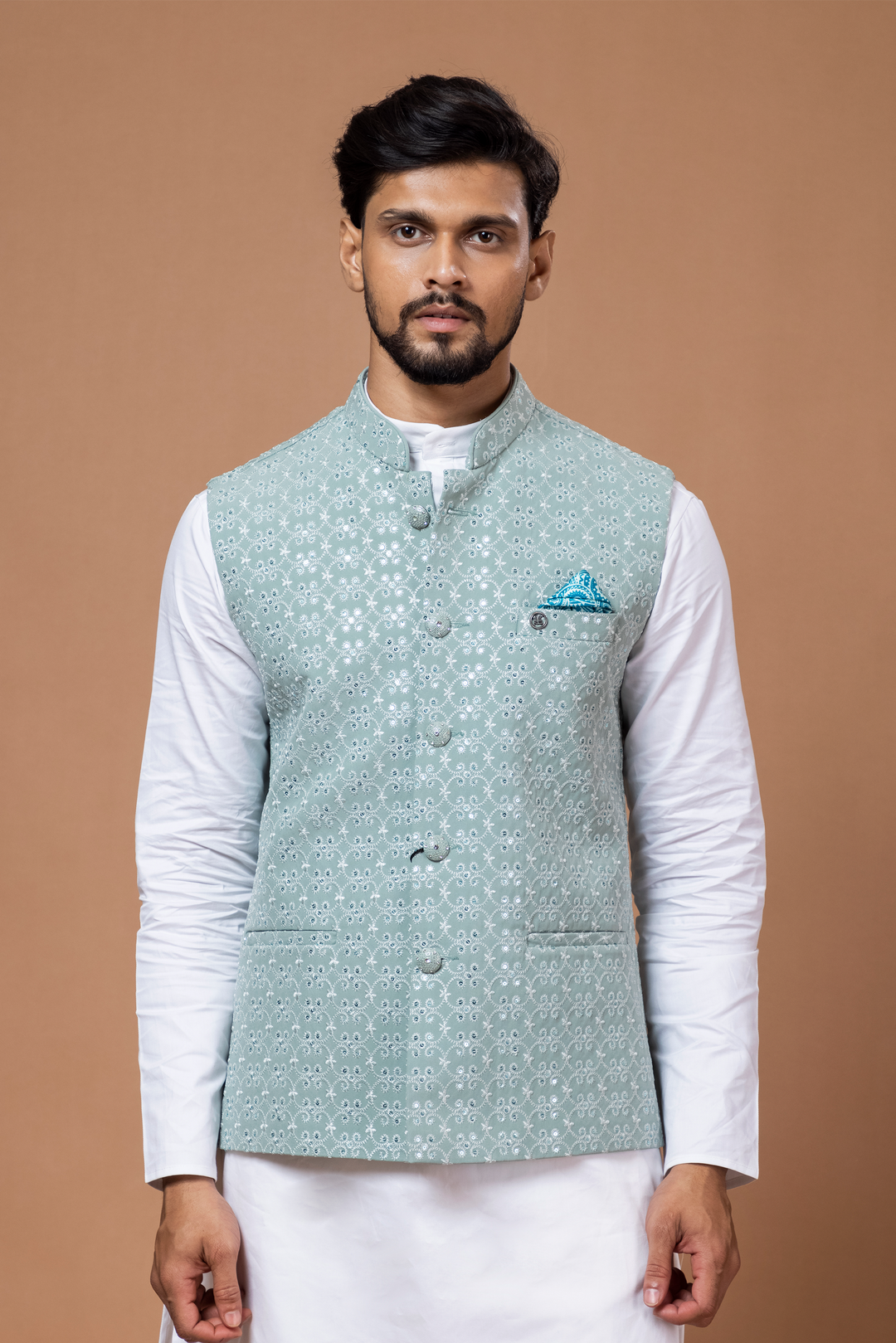 Green Nehru Jacket For Men