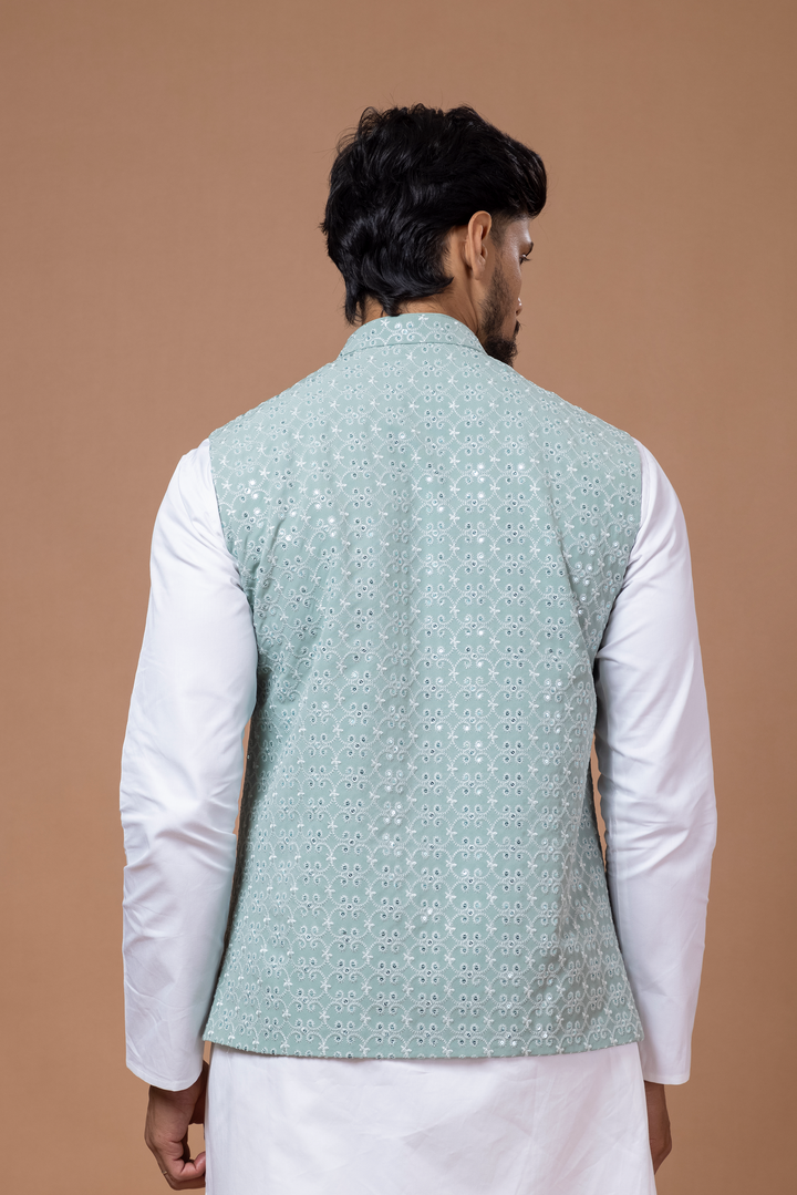 Green Nehru Jacket For Men