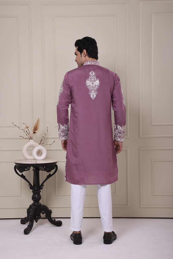 Mauve Embroidered Kurta