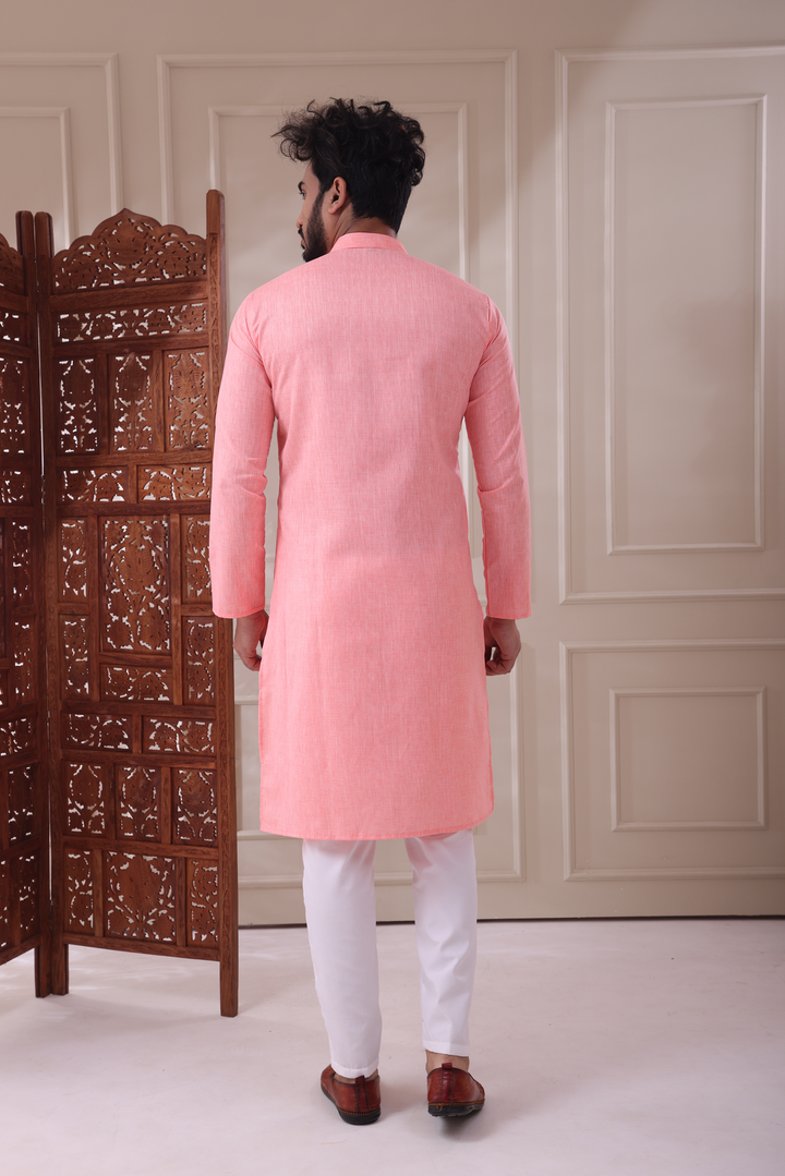 Peach Kurta Set For Men