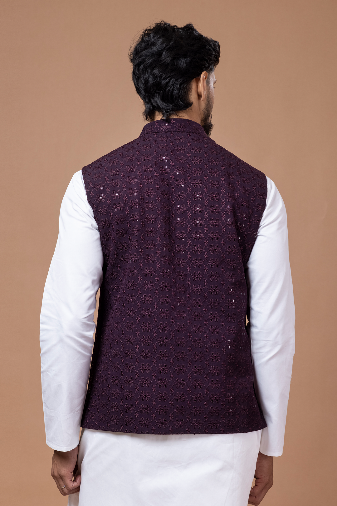 Wine Nehru Jacket For Men