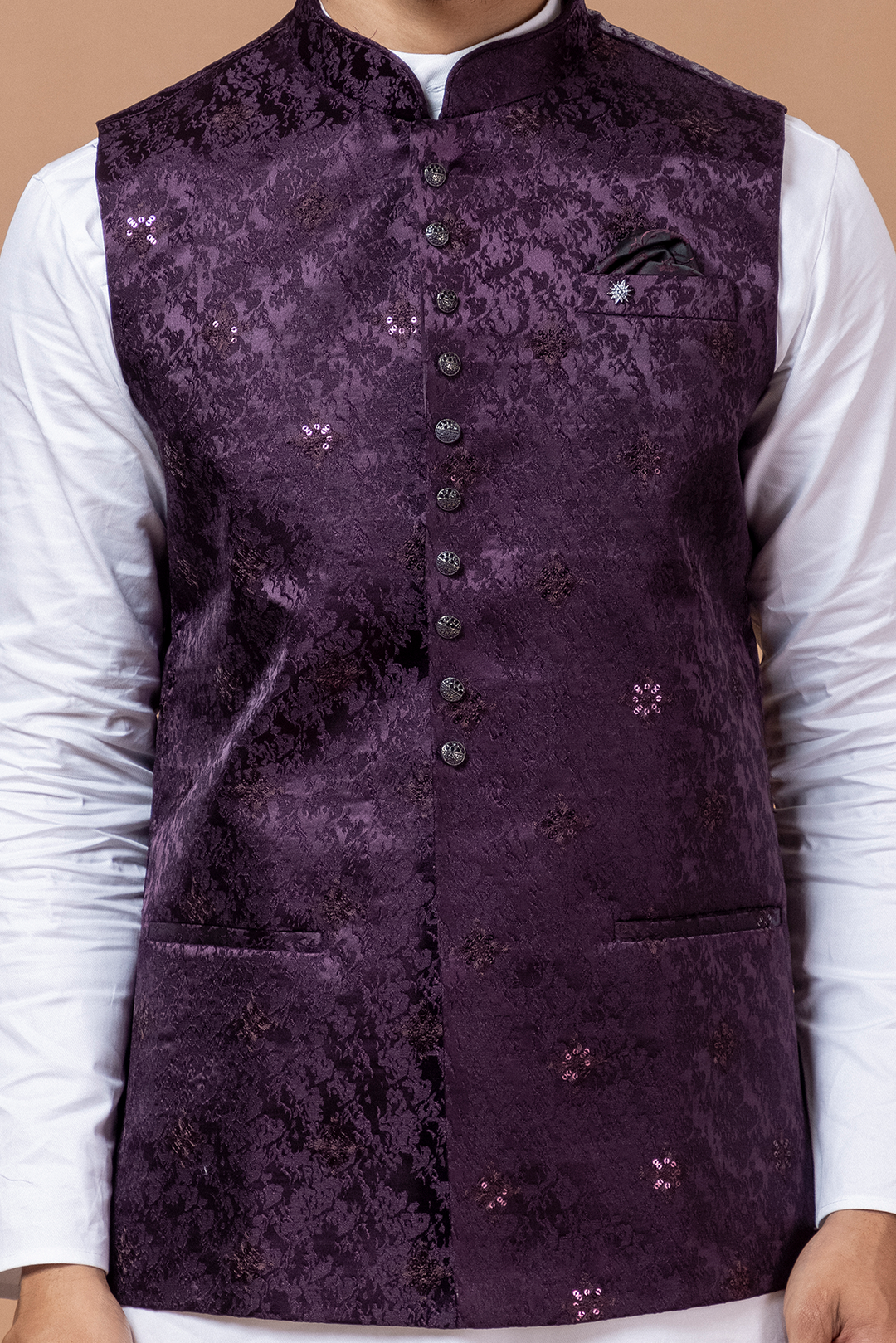 Purple Nehru Jacket For Men