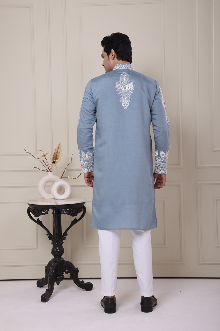 Grey Embroidered Kurta