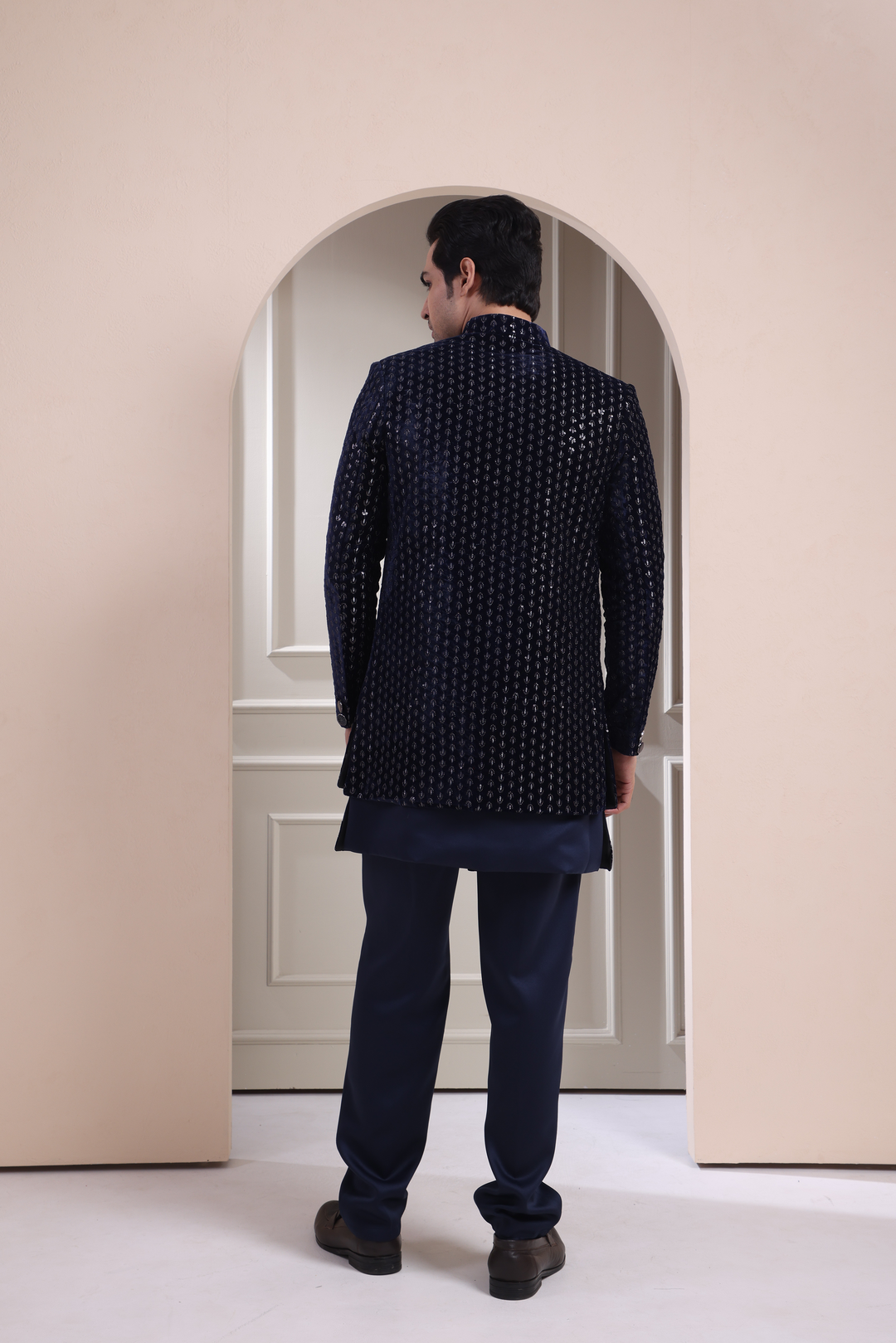 Navy Blue Indo Western For Men