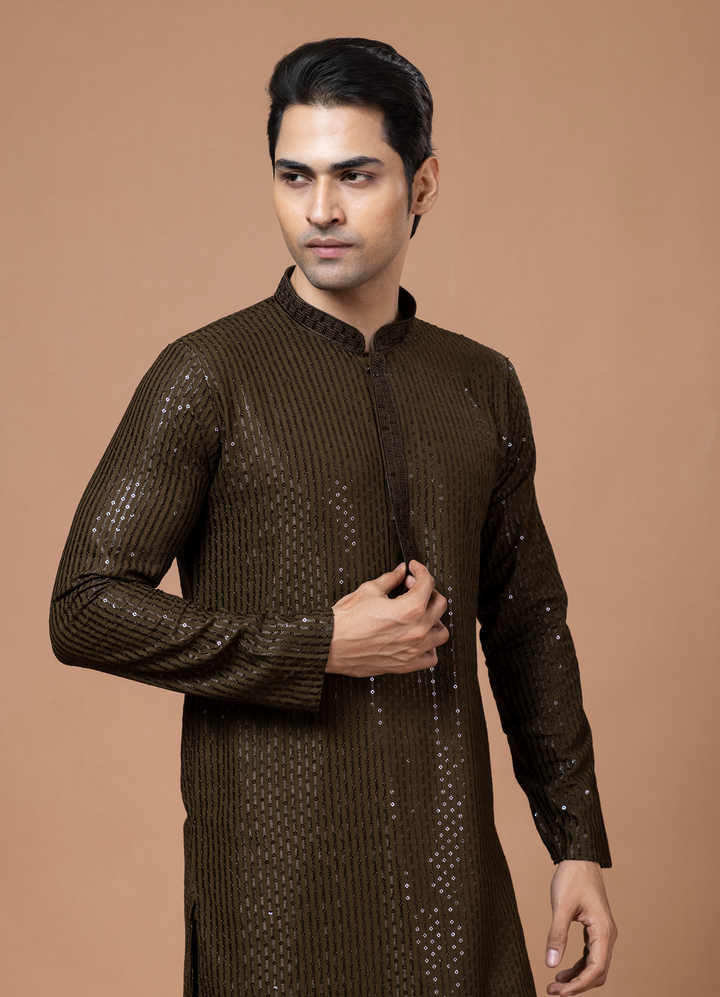 Mehendi Green Sequin Kurta Set