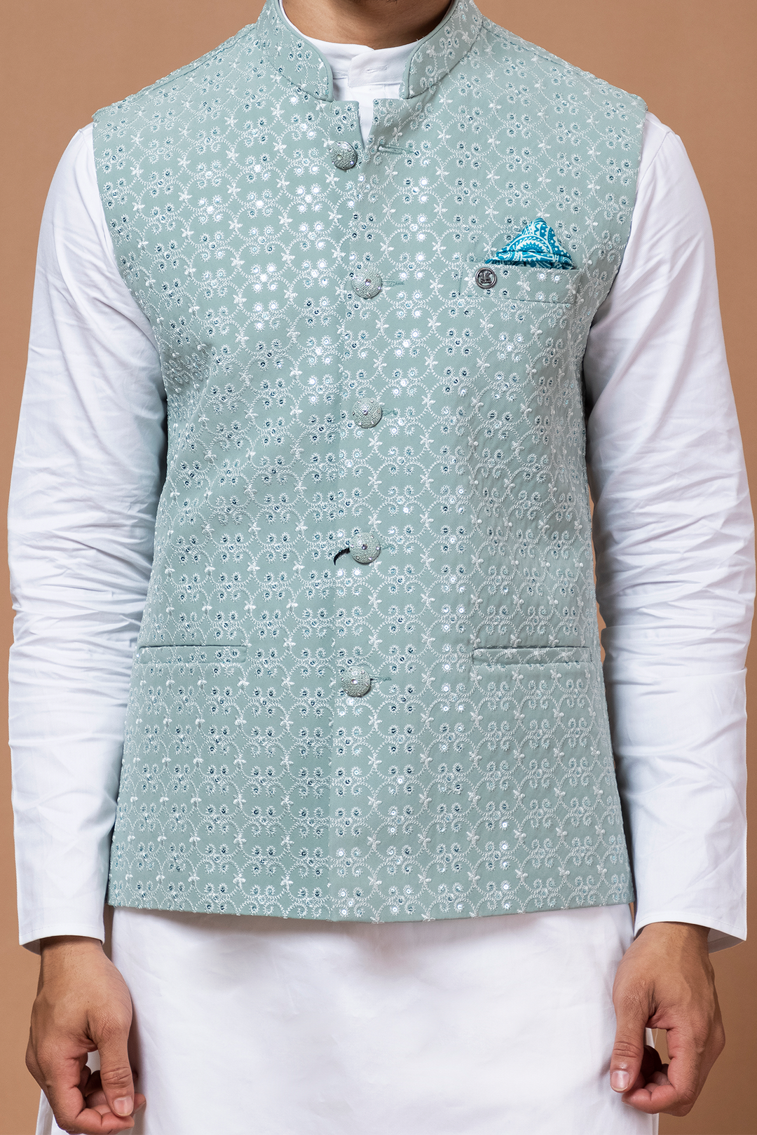 Green Nehru Jacket For Men