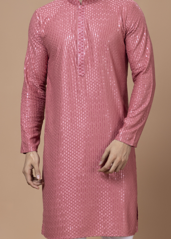 Dark Pink Sequin Kurta Set