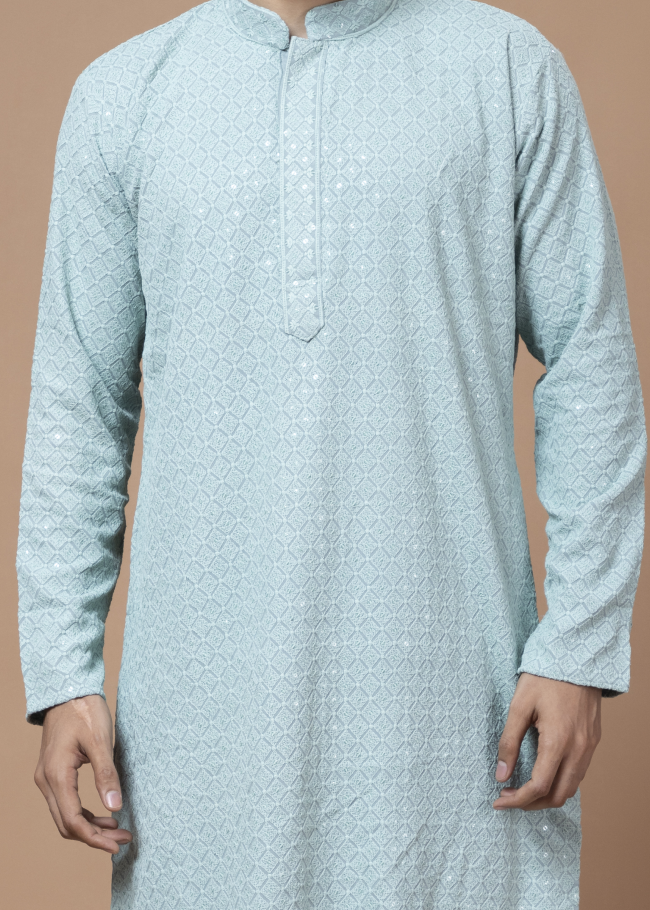 Sea Green Chikankari Kurta Set